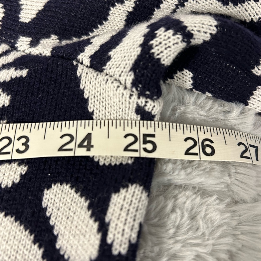 Boden Navy and White Fringed Jacquard Open Topper Cardigan - Picture 7 of 9